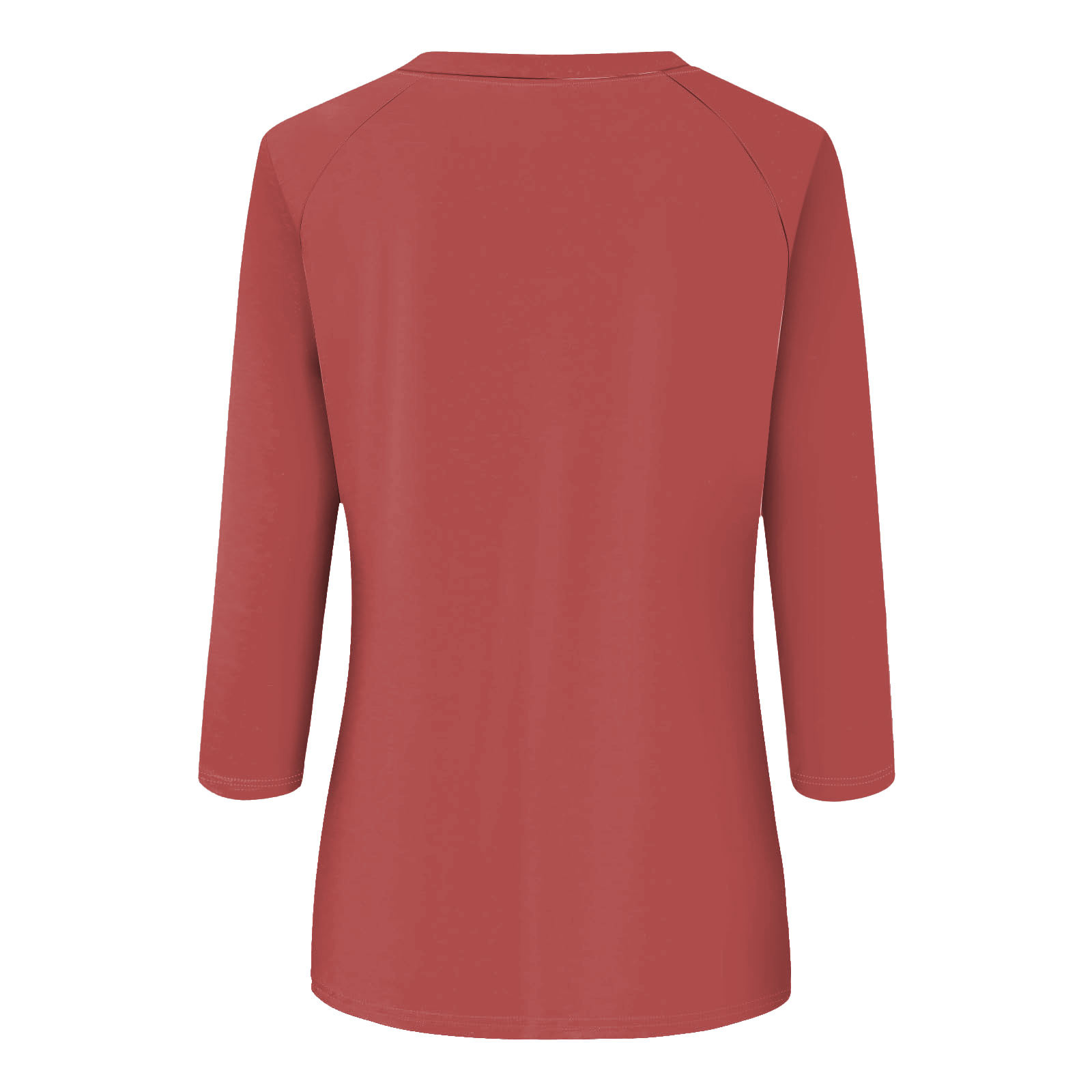 thumbnail image 5 of Camisa raglán informal de manga 3/4 para mujer, cuello redondo, poliéster, color liso, estilo informal y moderno, tallas S-XXL, 5 of 5